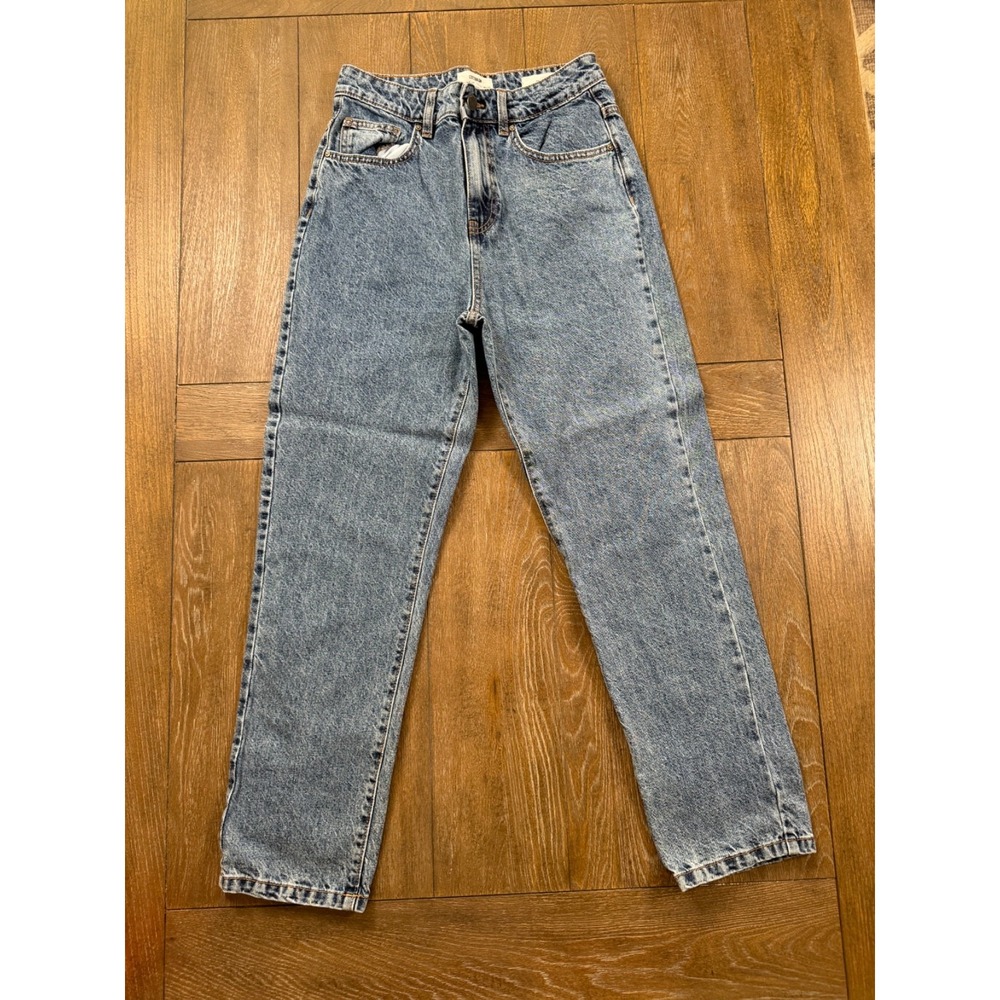 Cotton On Mom Jeans Womens 6 High Rise Acid Wash Tapered Blue Denim